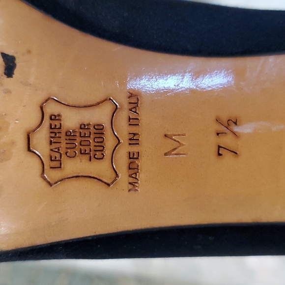 Yves saint laurent black  satin heel pumps slipon shoes size 7.5M - Picture 10 of 16